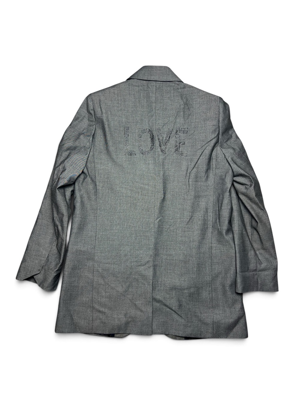 Zadig & Voltaire Viva Bis Love Gray Crystal LOVE Back Blazer Jacket EU 40 - Picture 8 of 15